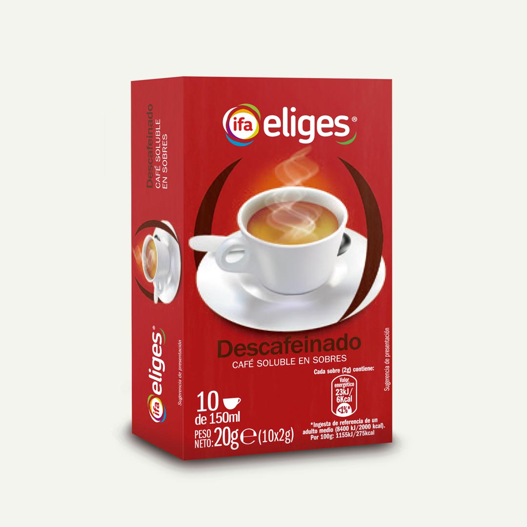 CAFÉ SOLUBLE DESCAFEINADO IFA-ELIGES SOBRES 10X 2G