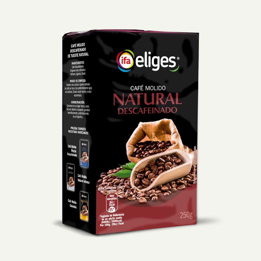 CAFÉ MOLIDO NATURAL DESCAFEINADO BLEND 30/70 IFA-ELIGES 250G
