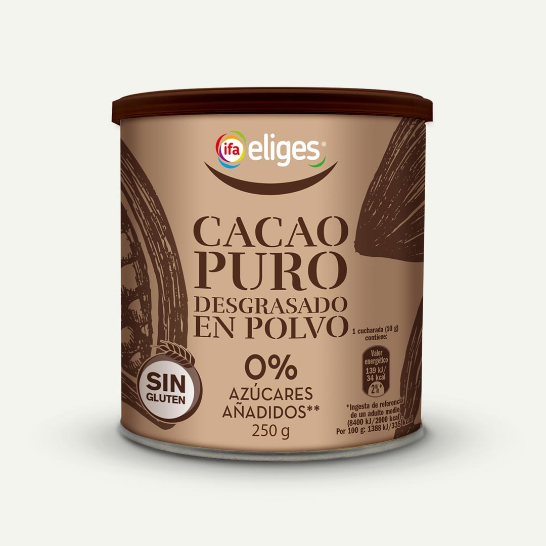 CACAO PURO EN POLVO IFA-ELIGES SIN AZÚCAR LATA 250G