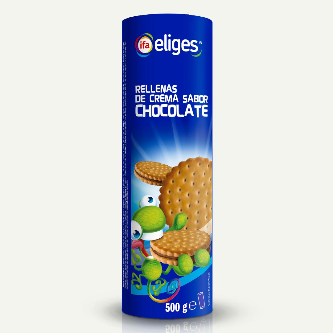 GALLETA RELLENA CREMA SABOR CHOCOLATE IFA ELIGES 500G