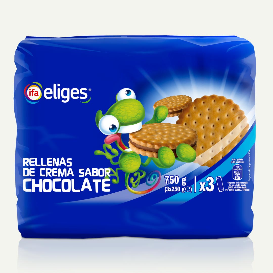 GALLETA RELLENA CREMA SABOR CHOCOLATE IFA ELIGES 250G P-3