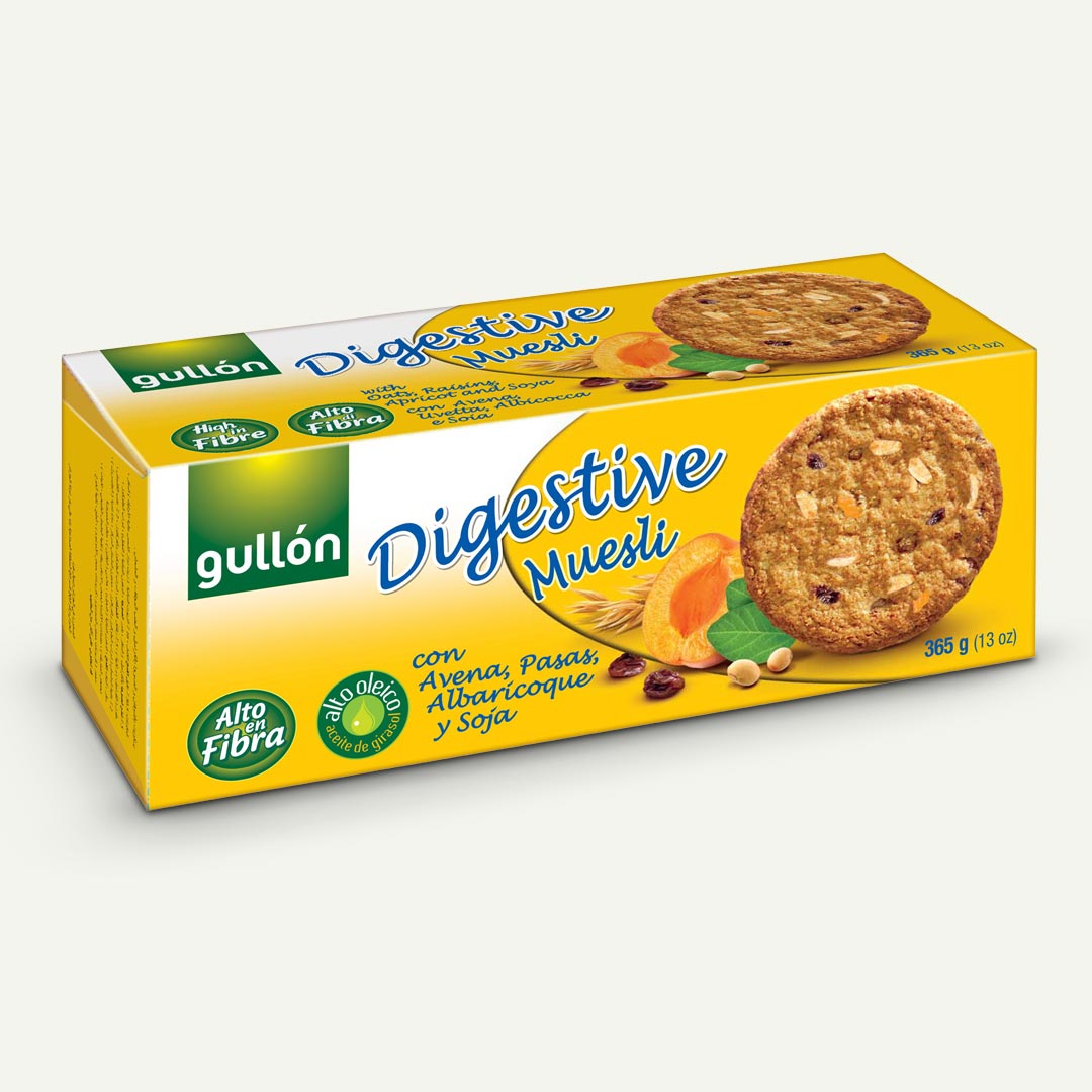 GALLETA MUESLI CON AVENA, PASAS, ALBARICOQUE Y SOJA GULLON DIGESTIVE 365G