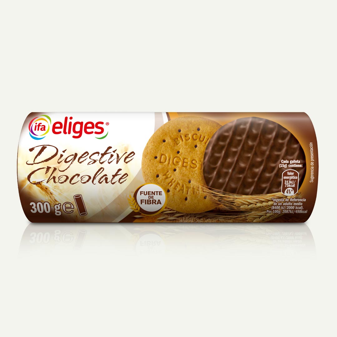 GALLETA DIGESTIVE CHOCOLATE FUENTE DE FIBRA IFA ELIGES 300G