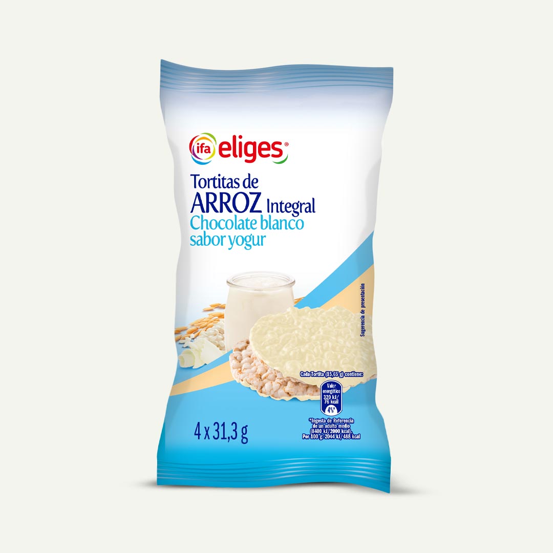 TORTITA DE ARROZ INTEGRAL CHOCO BLANCO SABOR YOGUR IFA ELIGES 31,3G 4U