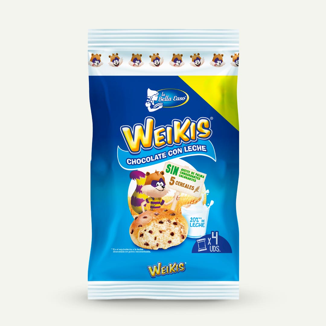 WEIKIS CHOCO CON LECHE 5 CEREALES 40G 4U