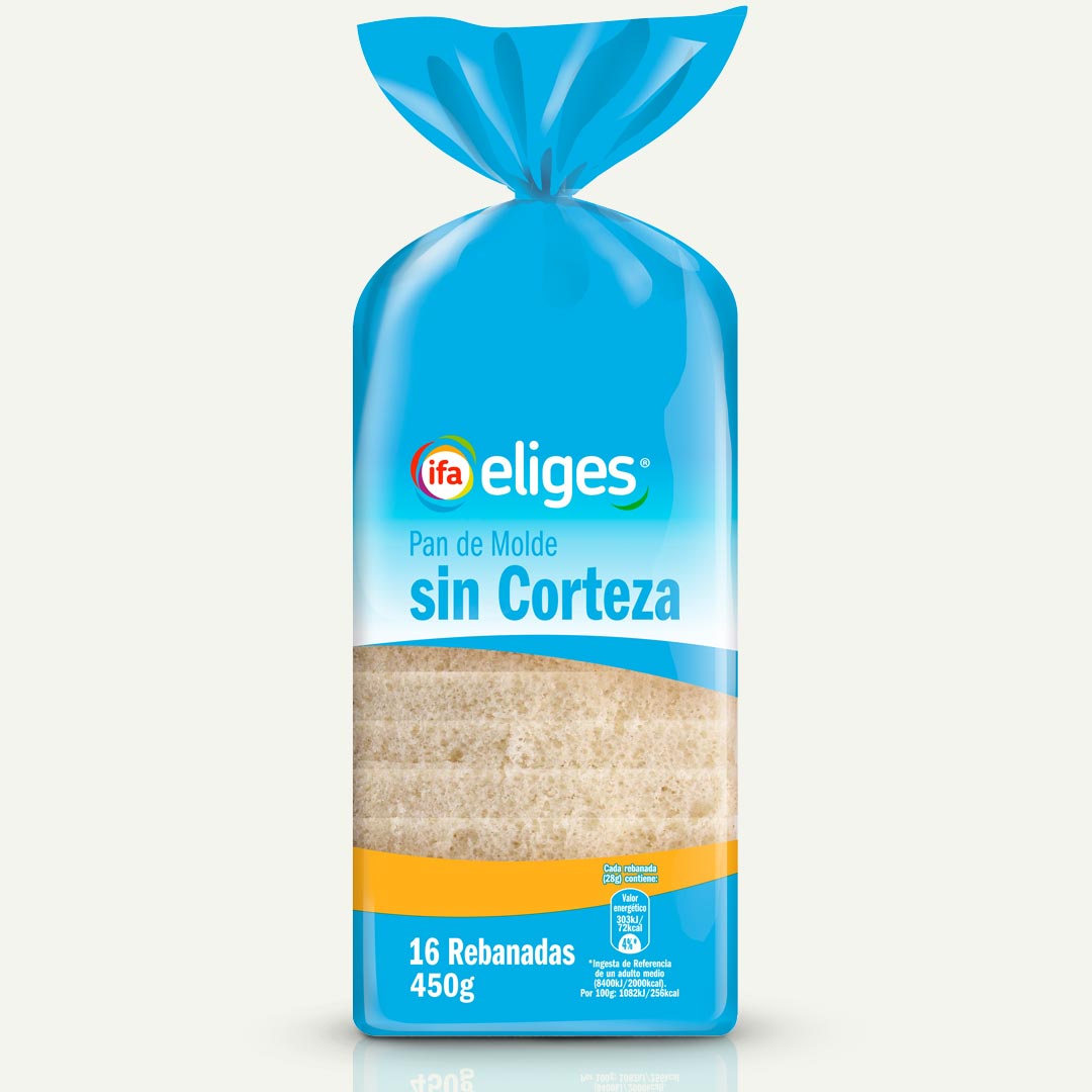 PAN DE MOLDE SIN CORTEZA IFA-ELIGES 450G 16 REBANADAS