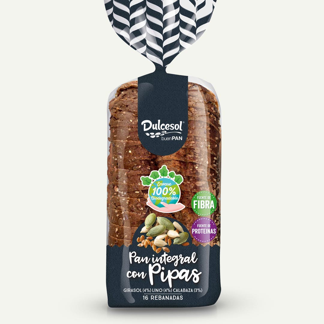 PAN DE MOLDE INTEGRAL CON PIPAS DULCESOL 675G 16 REBANADAS