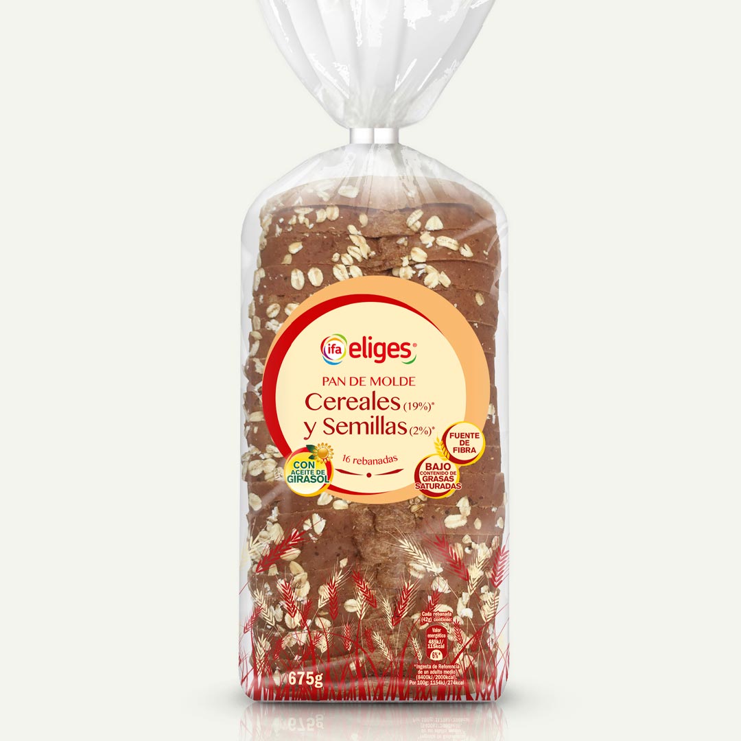 PAN DE MOLDE 15 CEREALES Y SEMILLAS IFA-ELIGES 675G 16 REBANADAS