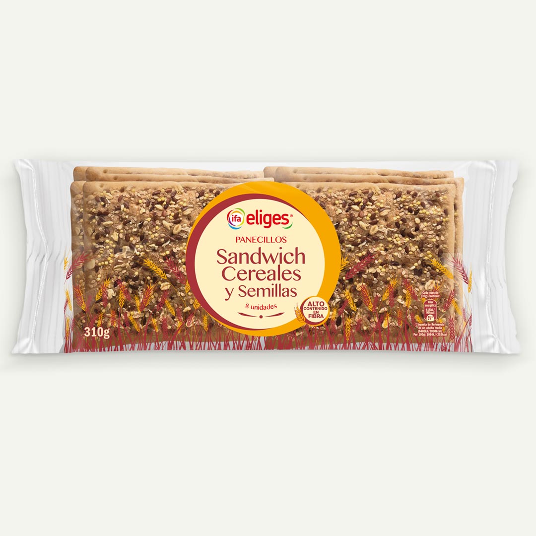 PAN SANDWICH CEREALES Y SEMILLAS ACEITE OLIVA VIRGEN EXTRA IFA-ELIGES 310G 8U