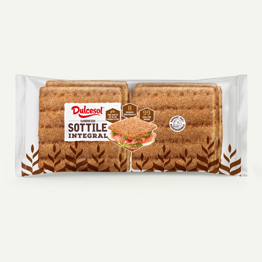 PAN SOTTILE SANDWICH INTEGRAL ACEITE OLIVA VIRGEN EXTRA DULCESOL 310G 8 U