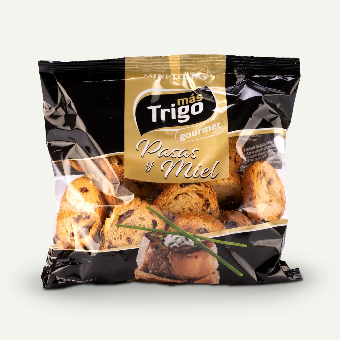 MINI TOSTA CON PASAS Y MIEL MÁS TRIGO 120G
