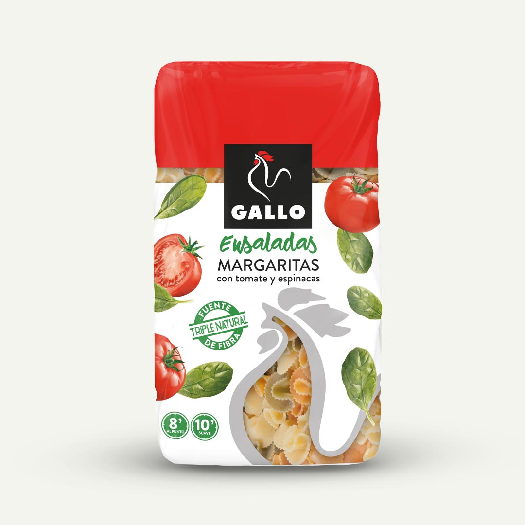 ENSALADA PASTA MARGARITAS CON TOMATE Y ESPINACAS GALLO 450G