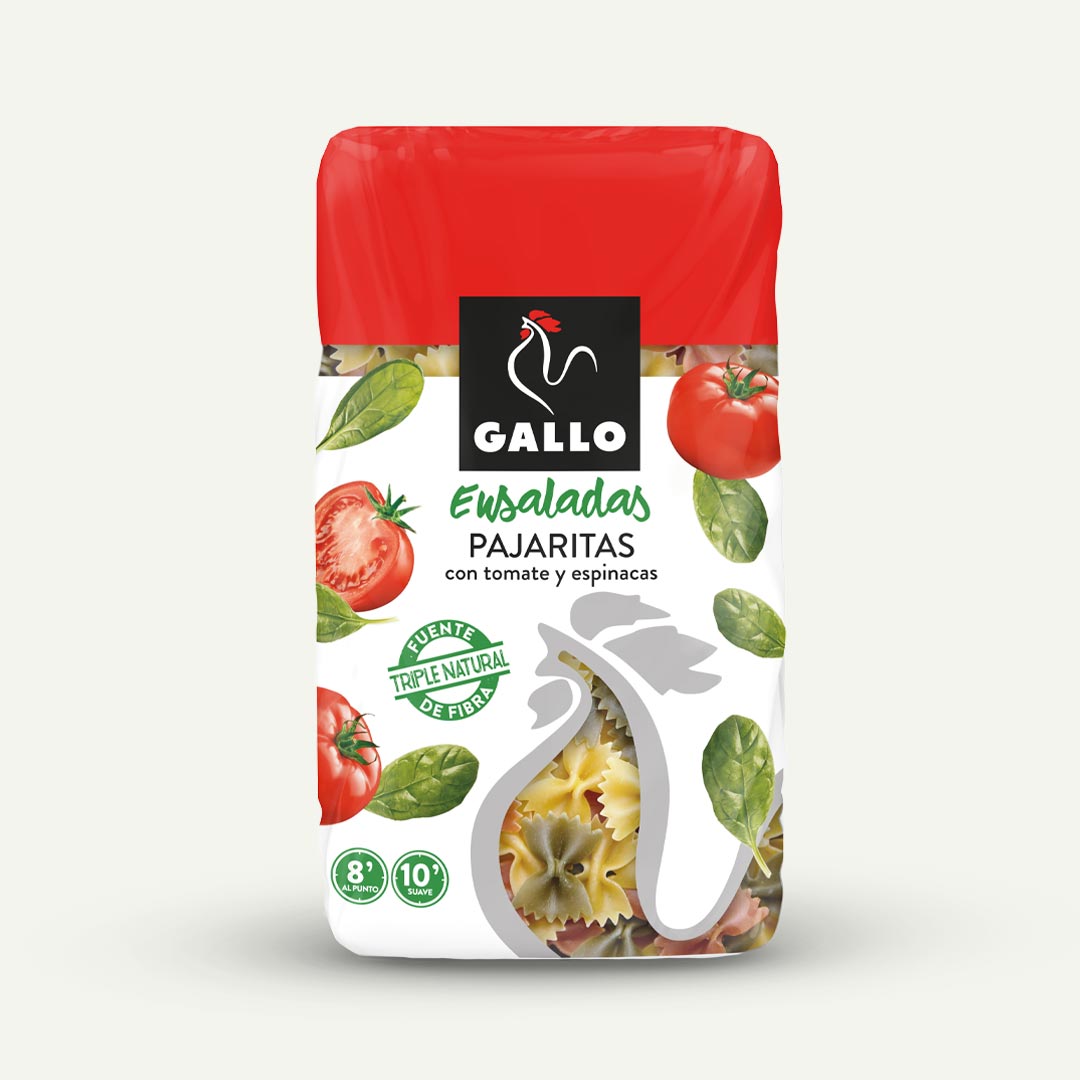 ENSALADA PASTA PAJARITAS CON TOMATE Y ESPINACAS GALLO 450G