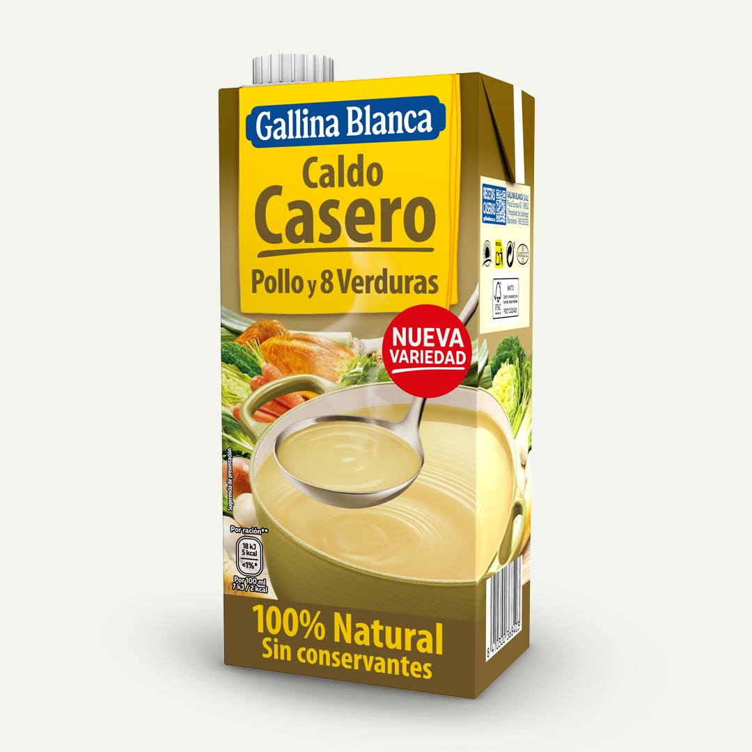 CALDO CASERO POLLO Y 8 VERDURAS GALLINA BLANCA 1L