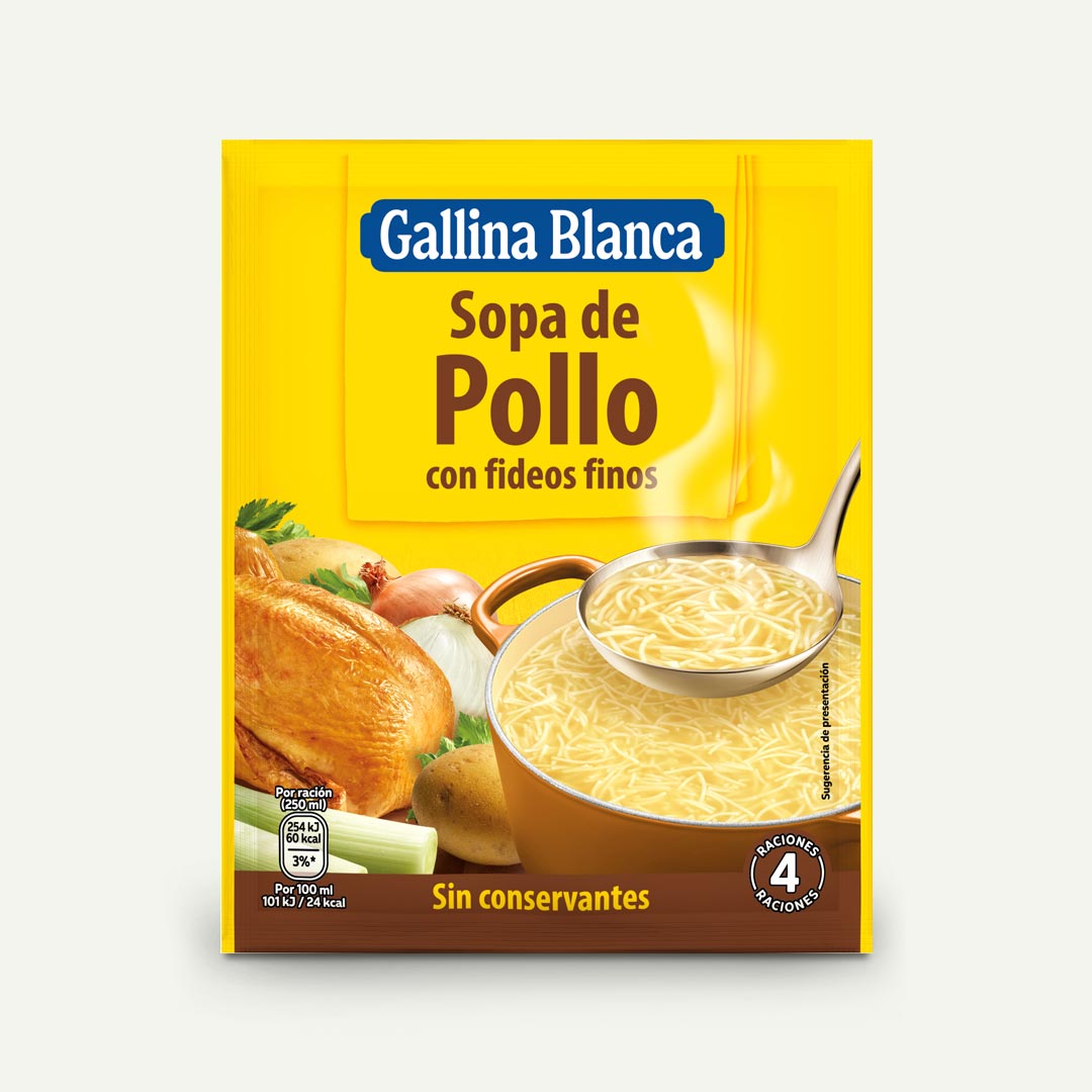 SOPA DE POLLO CON FIDEOS GALLINA BLANCA SOBRE 71G