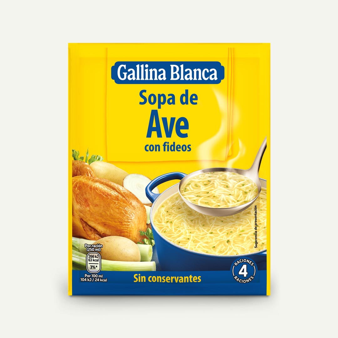 SOPA DE AVE CON FIDEOS GALLINA BLANCA SOBRE 76G