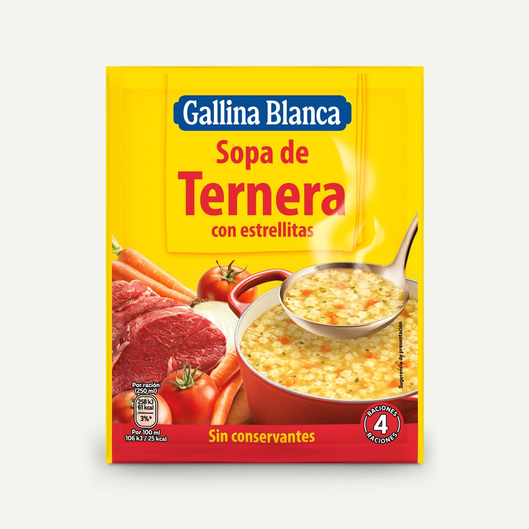 SOPA DE TERNERA CON ESTRELLITAS GALLINA BLANCA SOBRE 74G