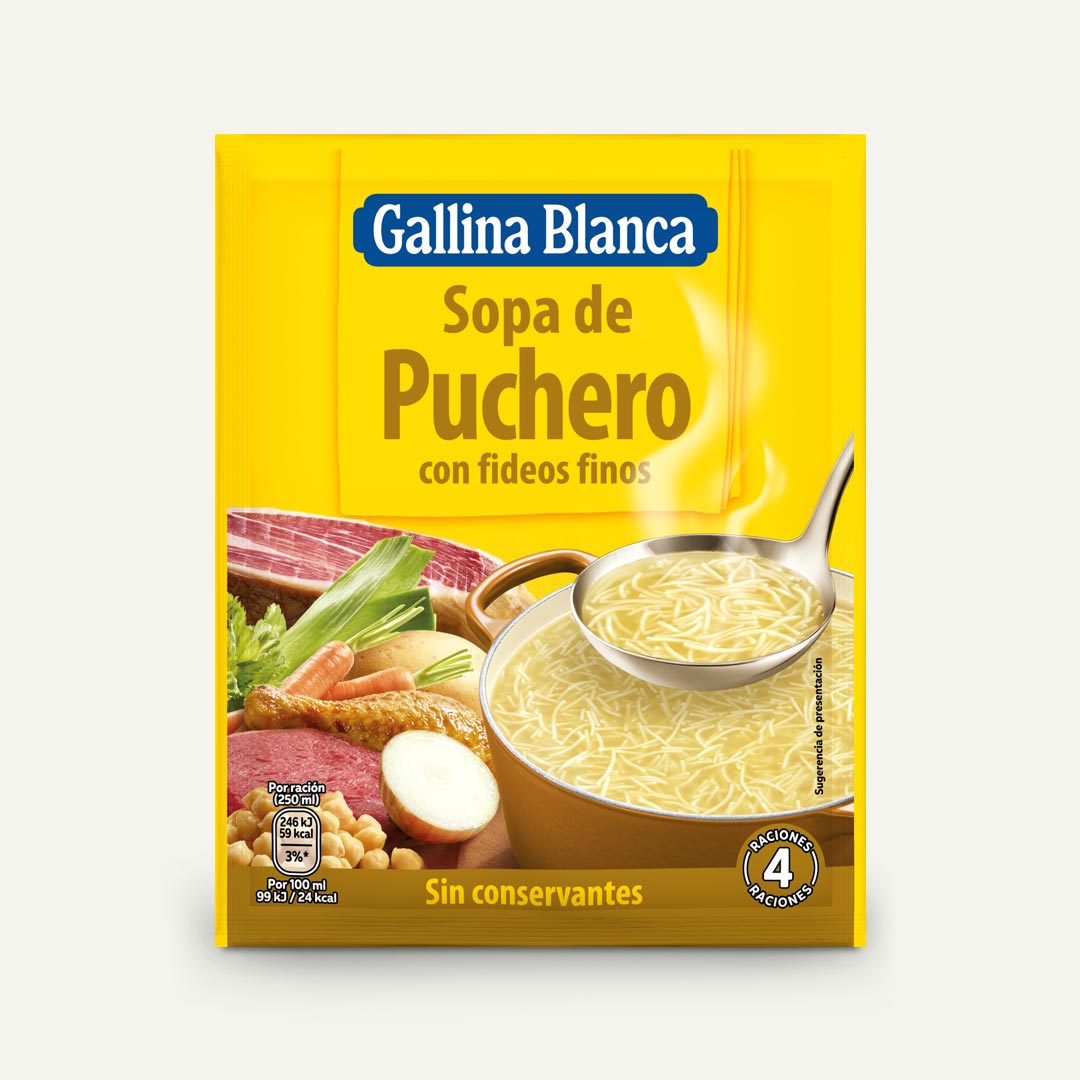 SOPA DE PUCHERO CON FIDEOS GALLINA BLANCA SOBRE 72G