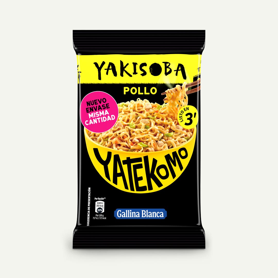 YAKISOBA FIDEOS SABOR POLLO YATEKOMO BOLSA 93G