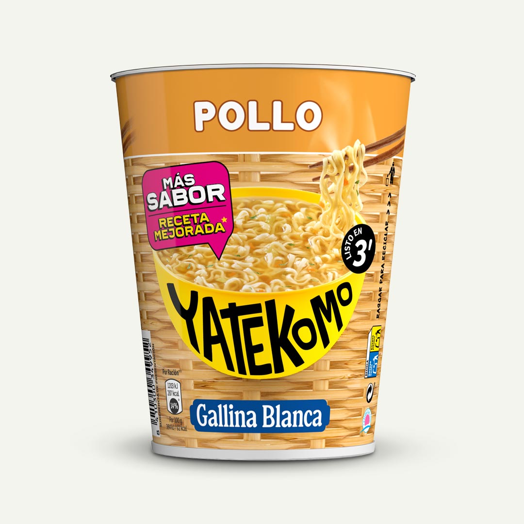 FIDEOS SABOR POLLO 3´ LISTO YATEKOMO VASO 60G