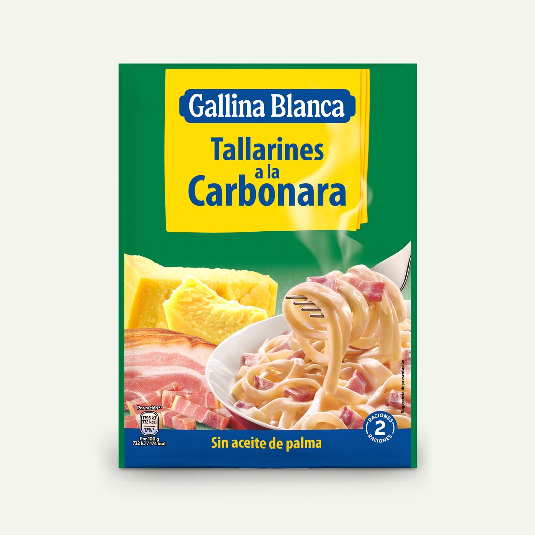 TALLARINES CARBONARA SOBRE 2 RACIONES GALLINA BLANCA 143G