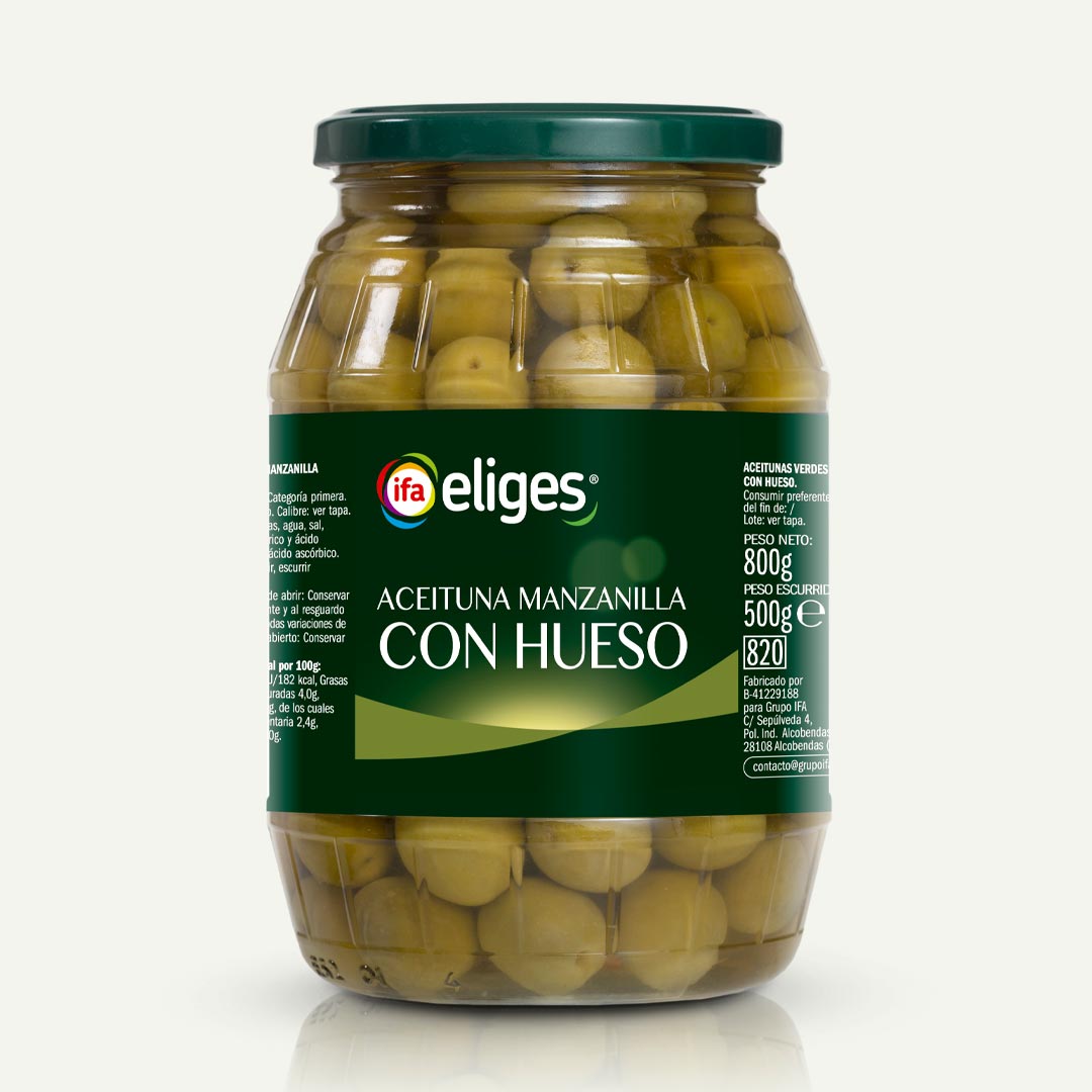 ACEITUNA MANZANILLA CON HUESO IFA-ELIGES 500G