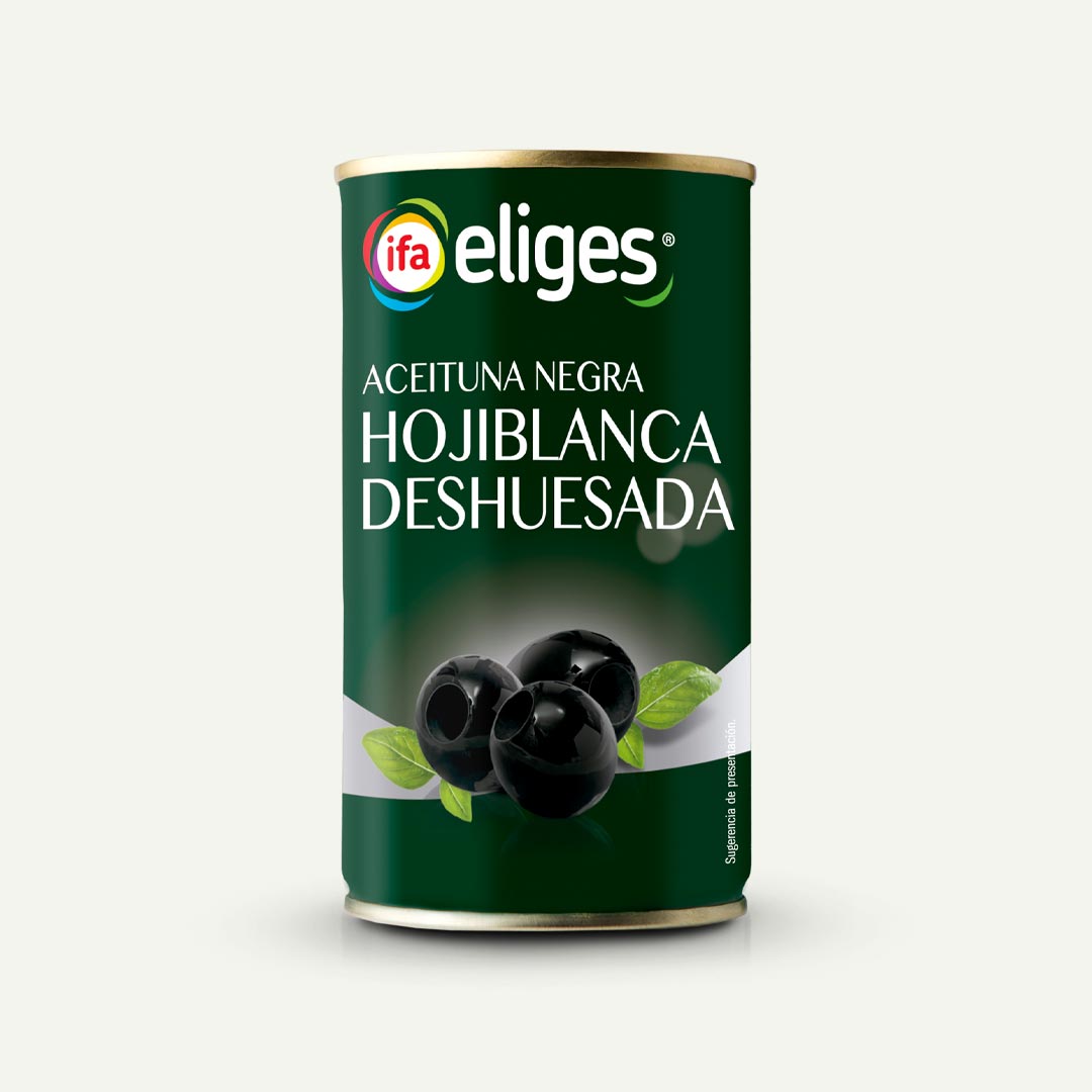 ACEITUNA NEGRA HOJIBLANCA DESHUESADA IFA-ELIGES 150G