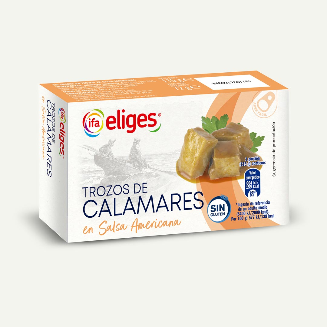 TROZOS DE CALAMARES SALSA AMERICANA IFA-ELIGES 72G