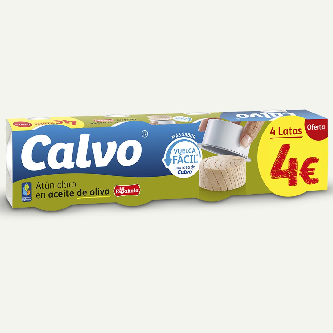 ATUN CLARO EN ACEITE OLIVA VUELCA FACIL 4€ CALVO 52G P-4
