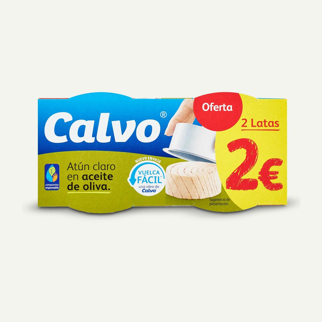 ATUN CLARO EN ACEITE OLIVA 2€ CALVO 65G P-2