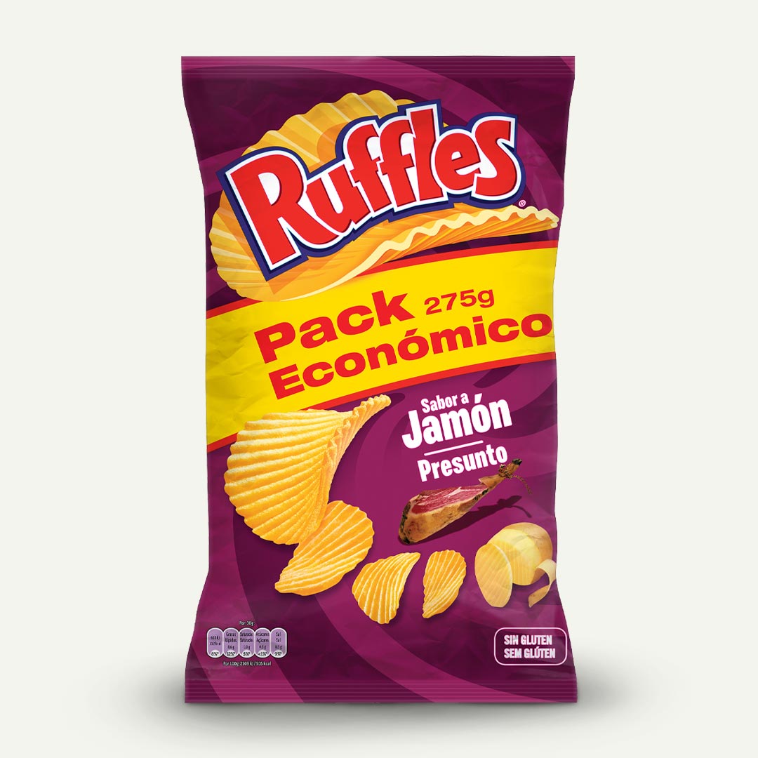 PATATAS FRITAS SABOR JAMÓN RUFFLES 243G – Supermercados DANI