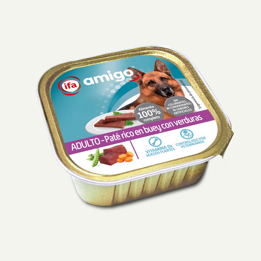 COMIDA PERRO PATE BUEY Y VERDURAS IFA AMIGO 300G