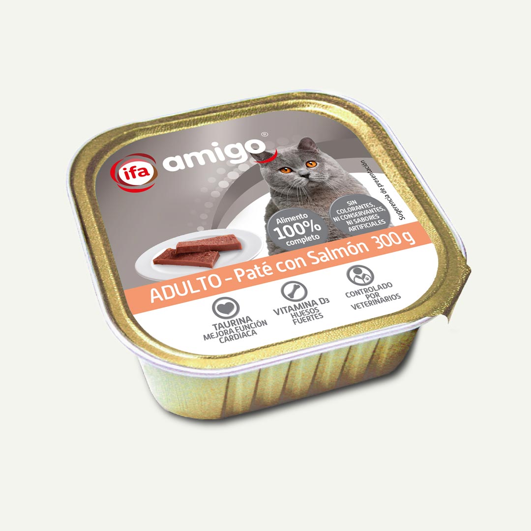 COMIDA GATO PATE CON SALMON IFA AMIGO 300G