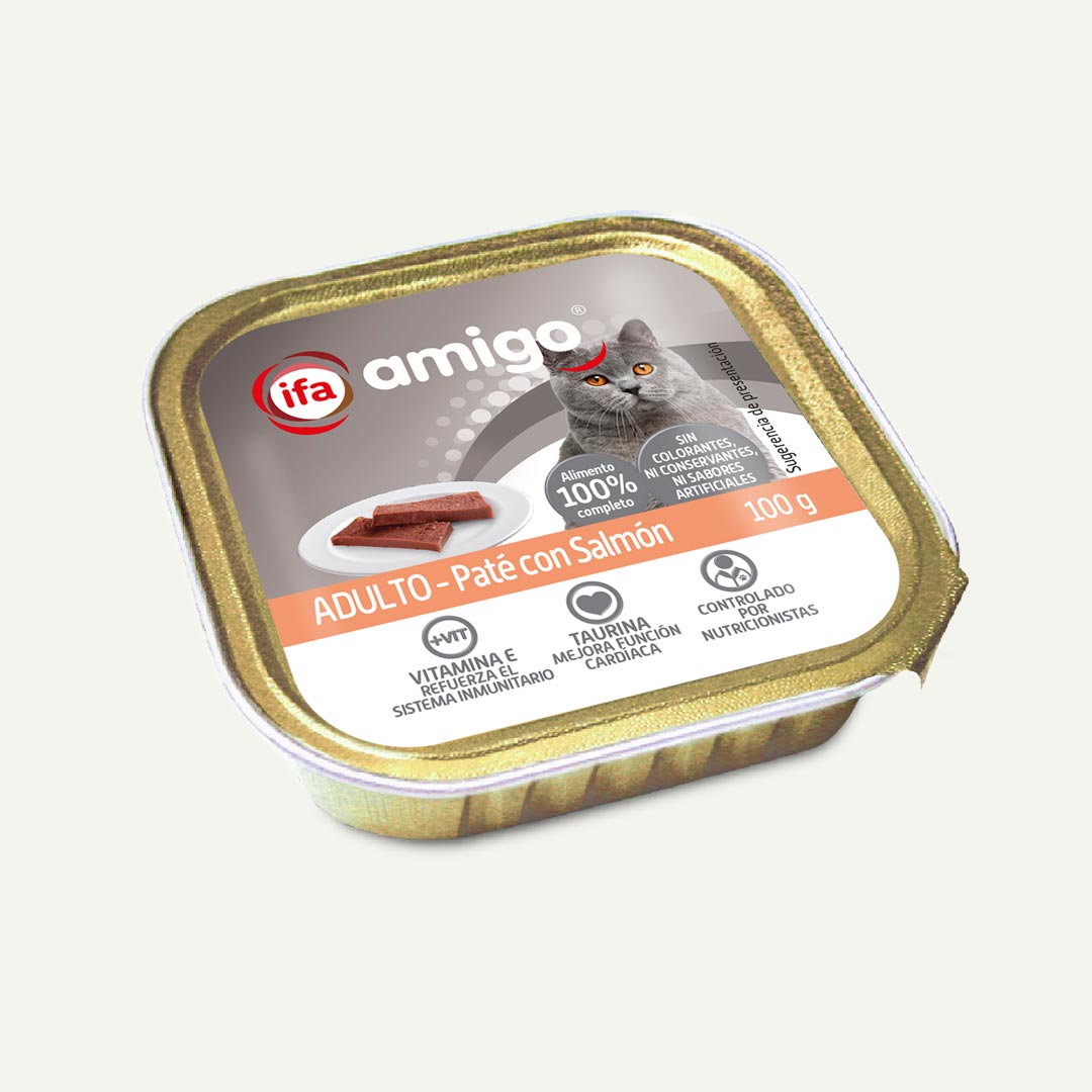 COMIDA GATO PATE CON SALMON IFA AMIGO 100G