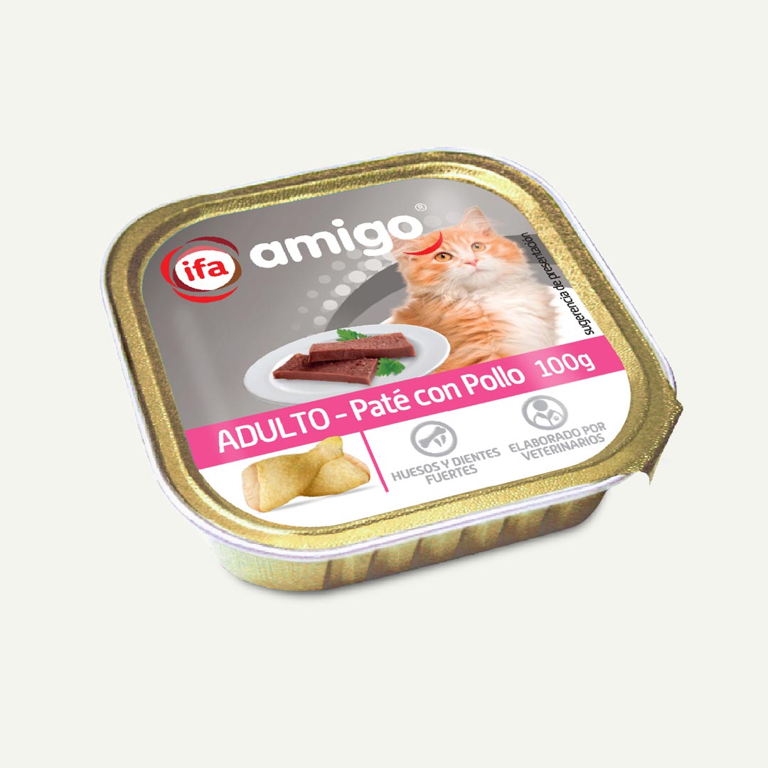 COMIDA GATO PATE CON POLLO IFA AMIGO 100G