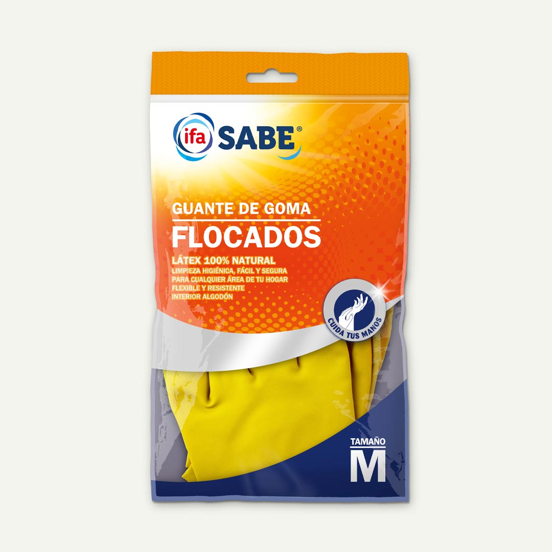 GUANTES DE GOMA LATEX FLOCADOS M IFA SABE 2U