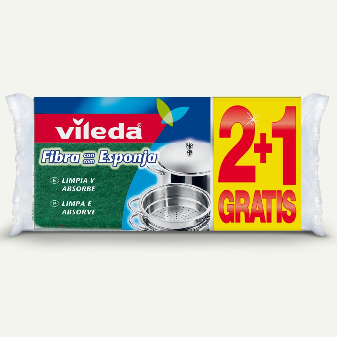 ESTROPAJO FIBRA Y ESPONJA VILEDA 3U