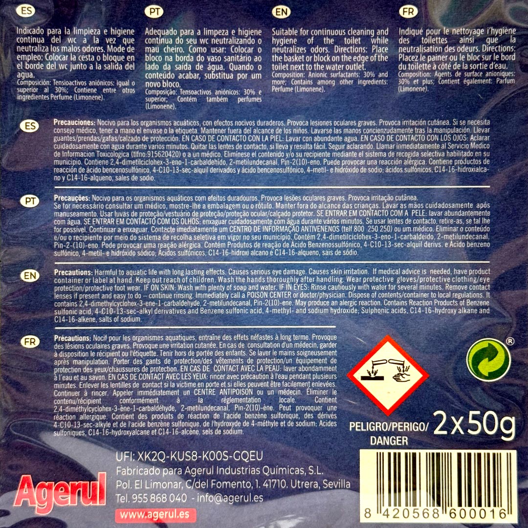 DESINFECTANTE WC COLGADOR BRISA MARINA AGERUL 2U