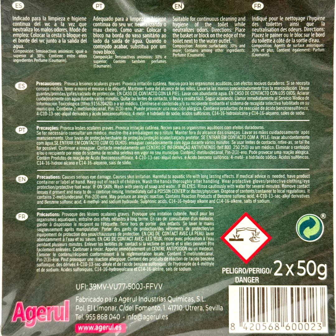 DESINFECTANTE WC COLGADOR AIRE FRESCO AGERUL 2U