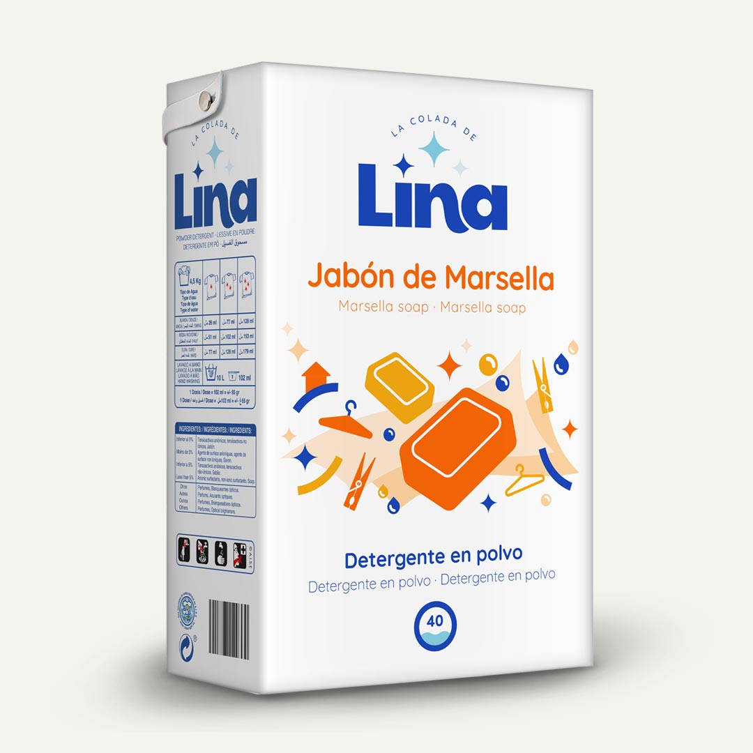 DETERGENTE MARSELLA EN POLVO 2.6K LINA 40 LAVADOS