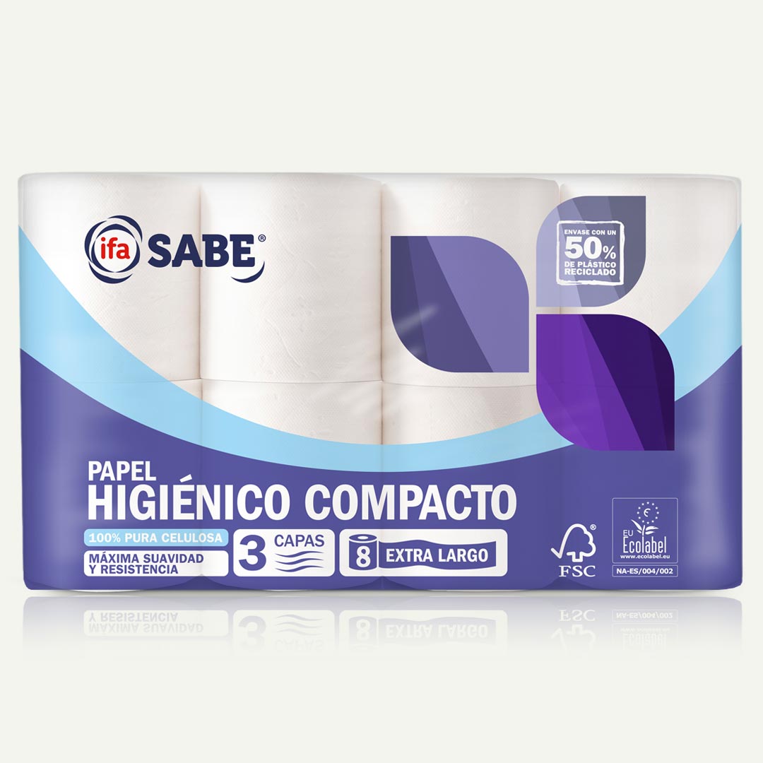 PAPEL HIGIENICO COMPACTO 3 CAPAS IFA SABE 8R