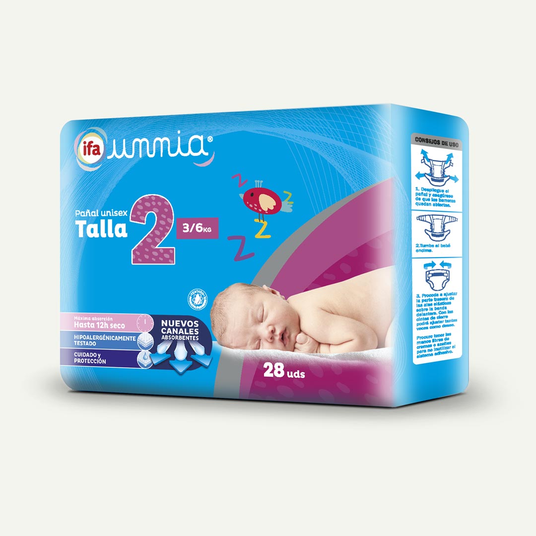 PAÑAL TALLA 2 RECIEN NACIDO 3/6K IFA UNNIA 28U