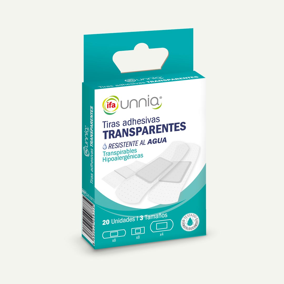 TIRITA ADHESIVA 3 TAMAÑOS RESISTENTE AL AGUA IFA UNNIA 20U