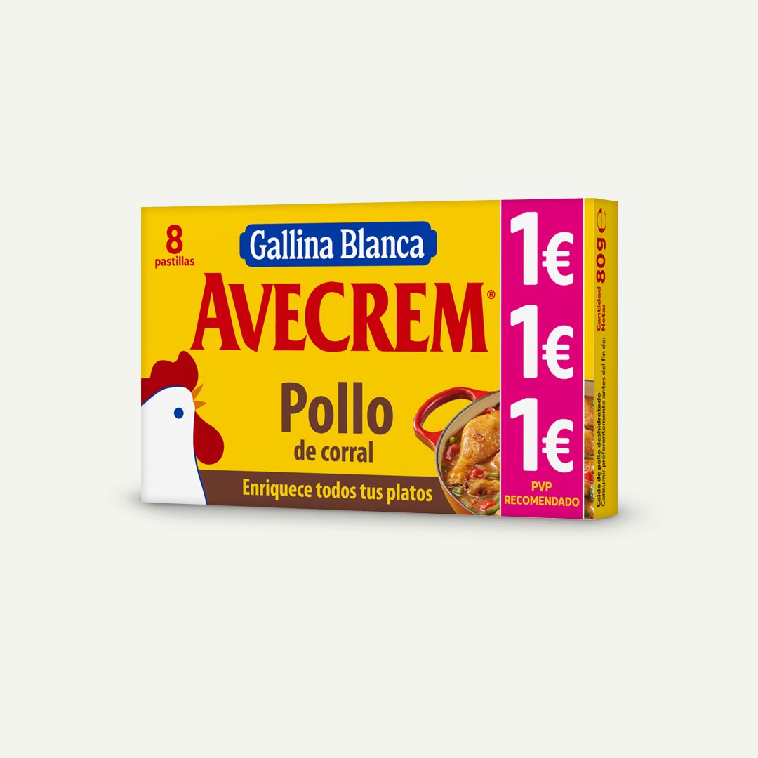 CALDO DE POLLO ESTUCHE 8P 1€ AVECREM 80G